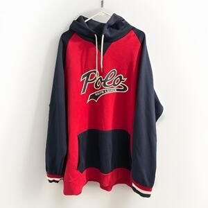POLO RALPH LAUREN Men’s Big & Tall Graphic Script Logo Hoodie Red/blue 3XB